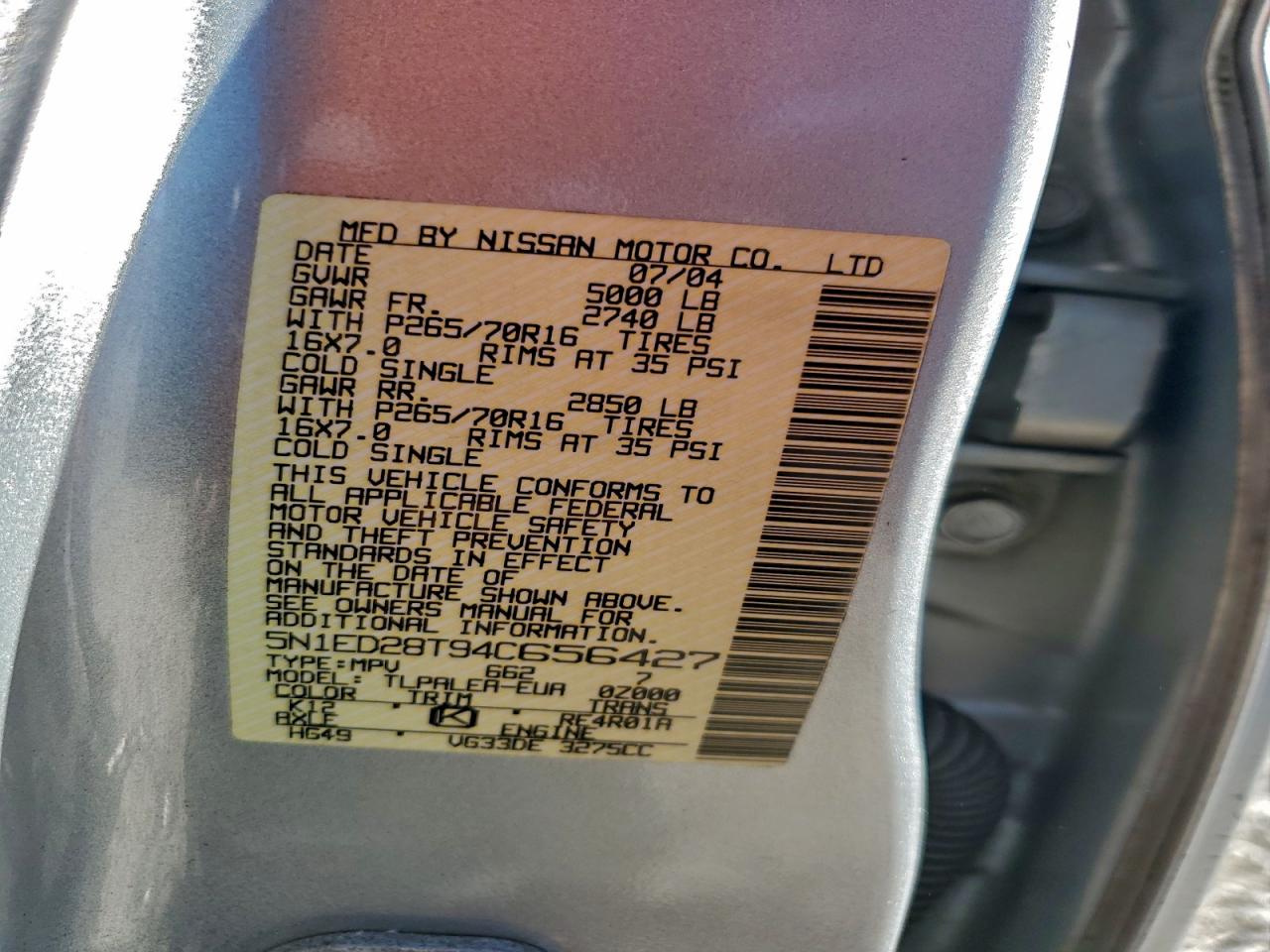 2004 NISSAN XTERRA XE photo 25