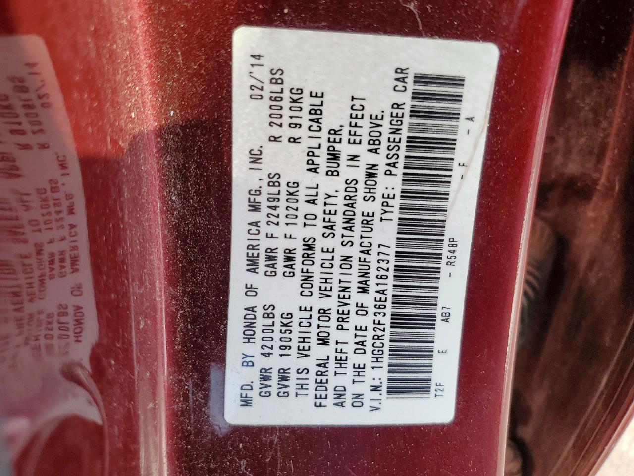 2014 HONDA ACCORD LX photo 12