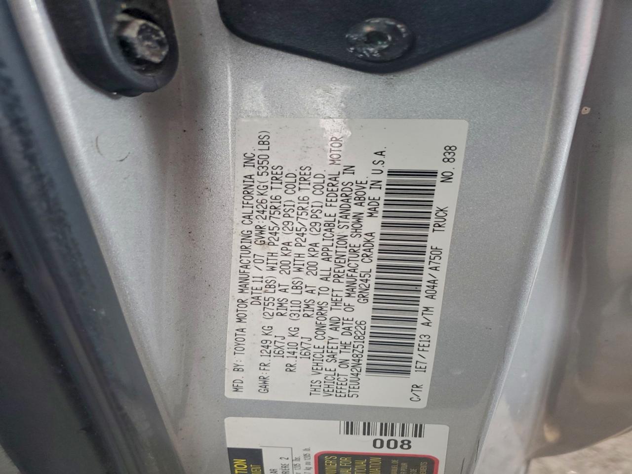 2008 TOYOTA TACOMA ACCESS CAB photo 23