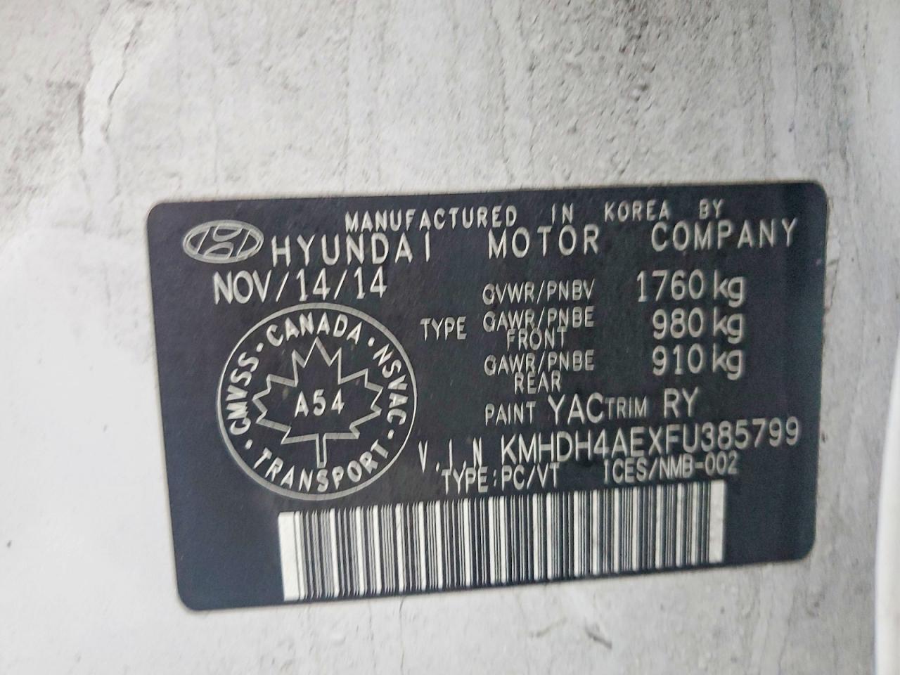 2015 HYUNDAI ELANTRA SE photo 13
