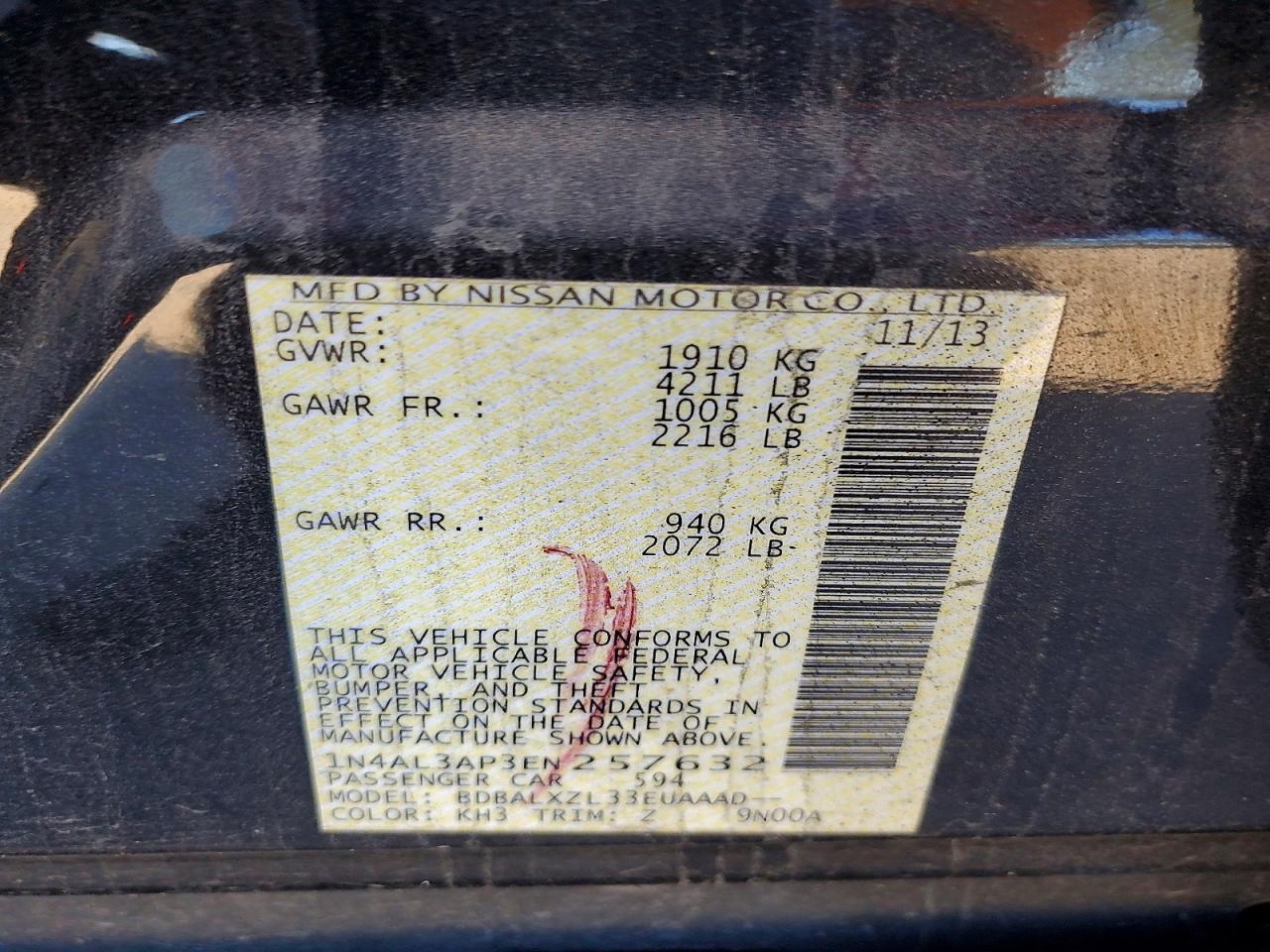2014 NISSAN ALTIMA 2.5 photo 12