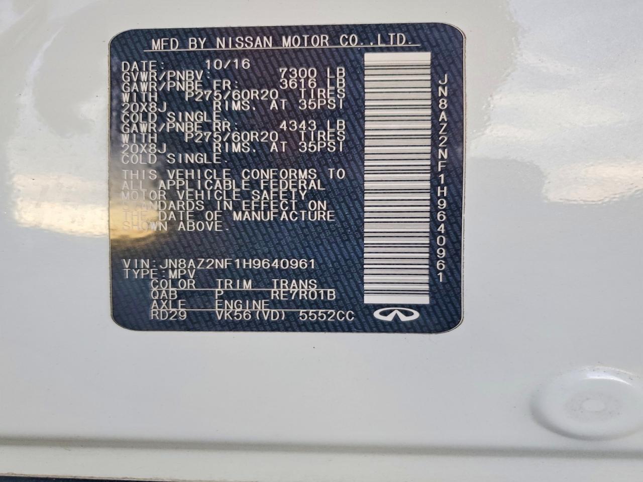2017 INFINITI QX80 BASE photo 40