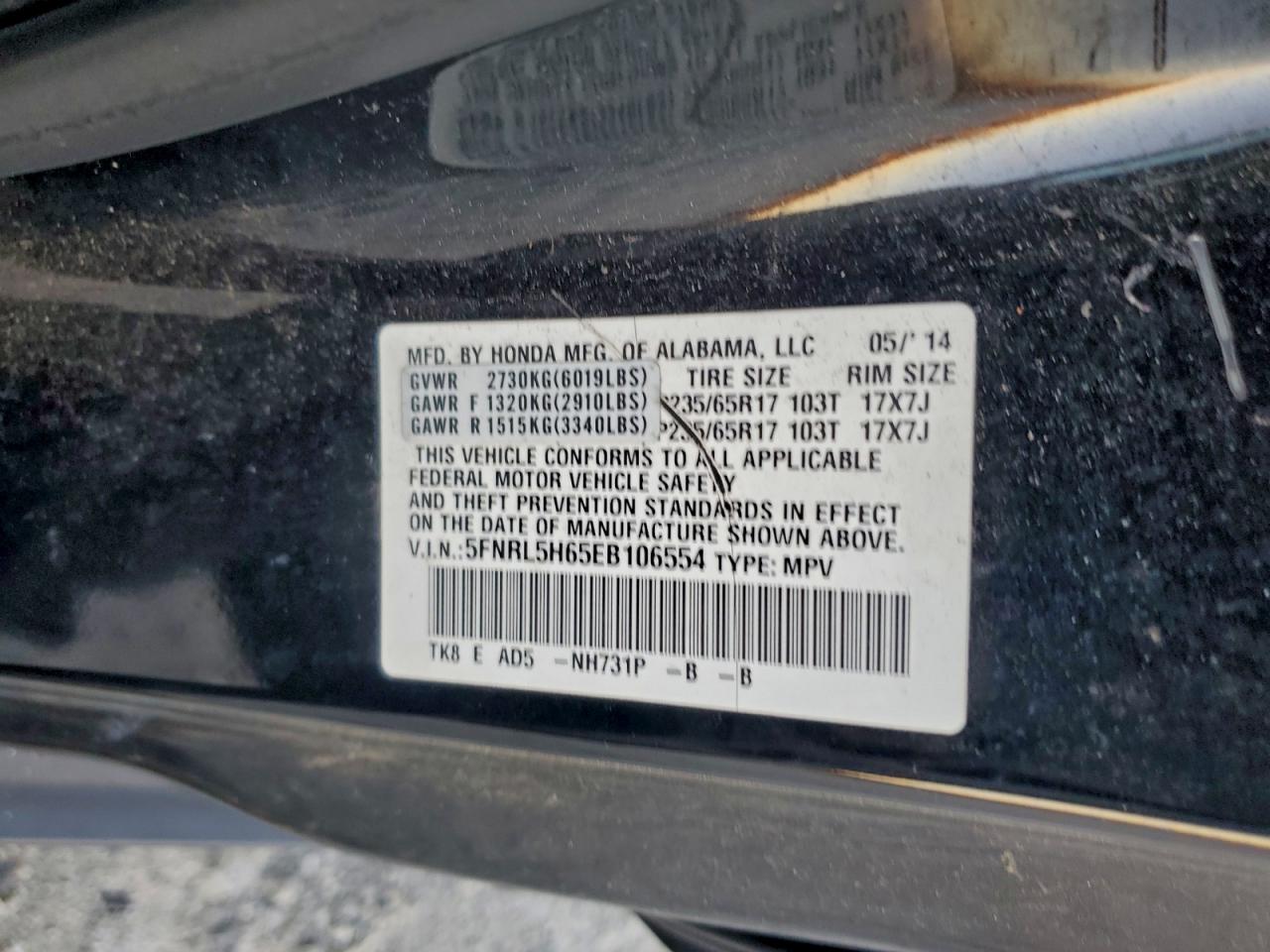 2014 HONDA ODYSSEY EXL photo 26