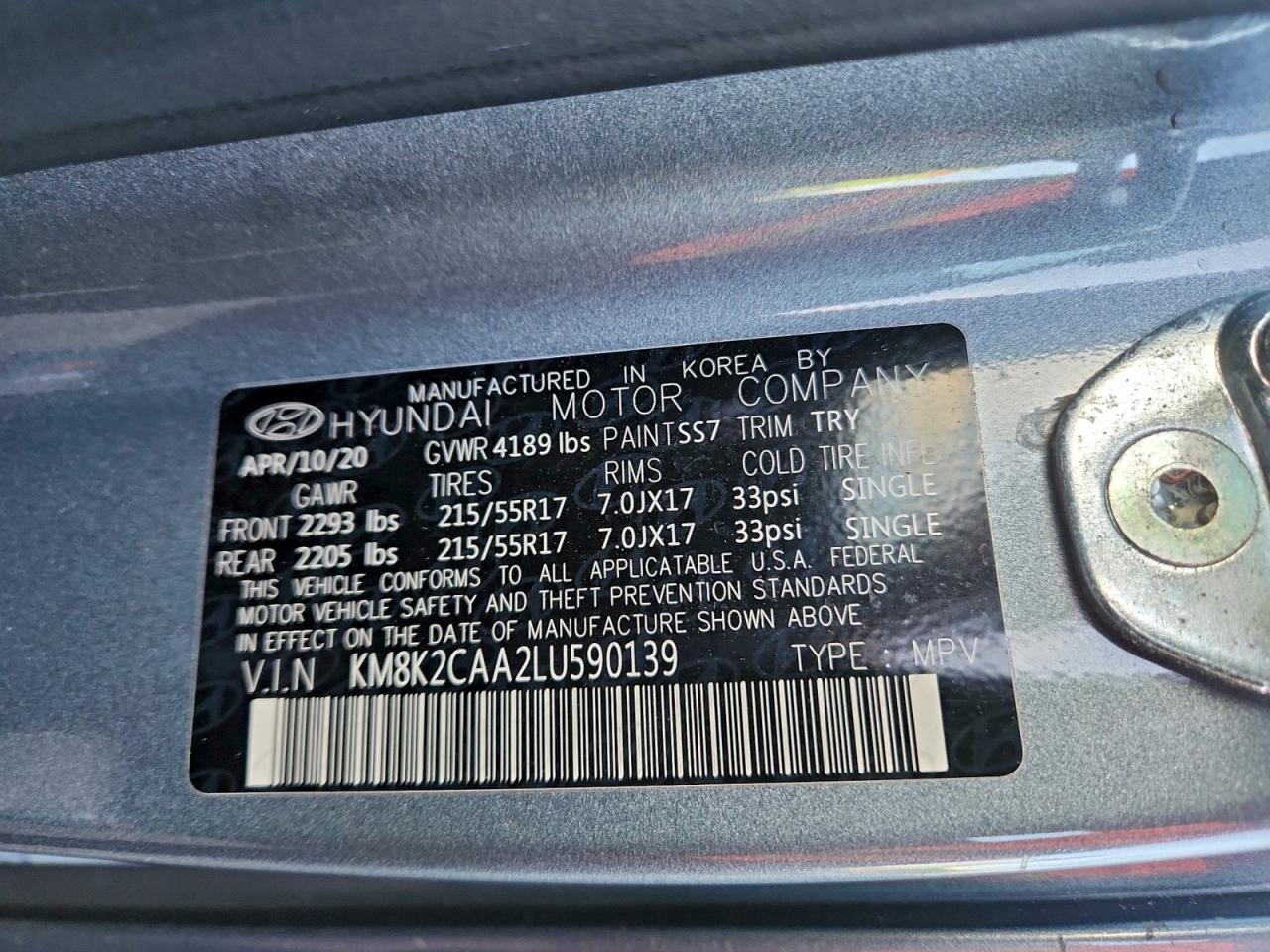 2020 HYUNDAI KONA SEL photo 12