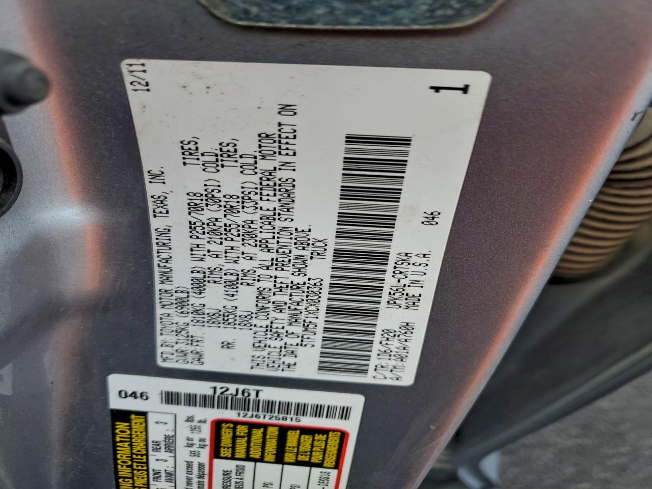 2012 TOYOTA TUNDRA DOUBLE CAB SR5 photo 12