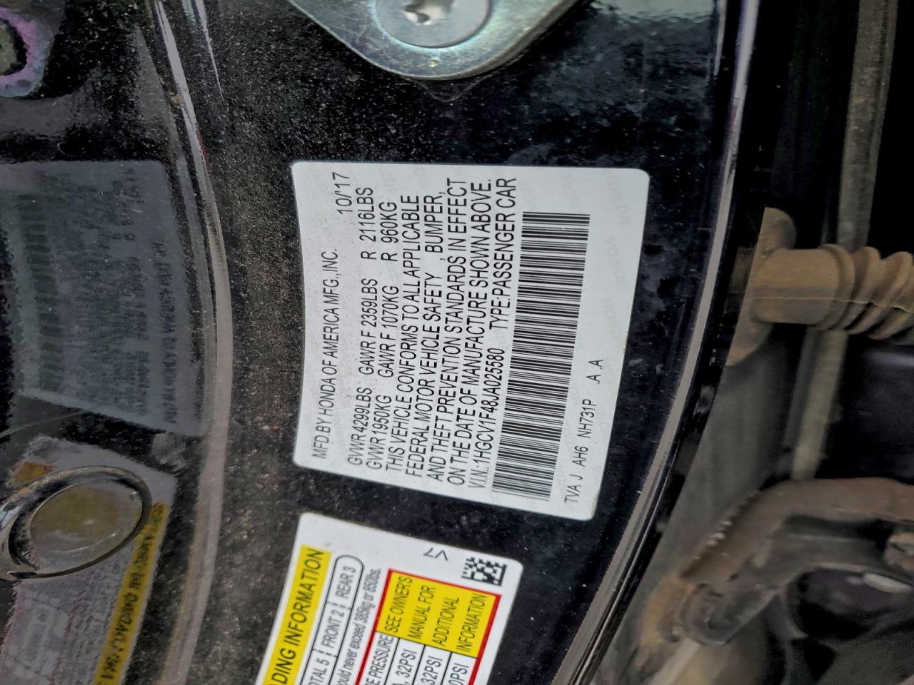 2018 HONDA ACCORD EX photo 37