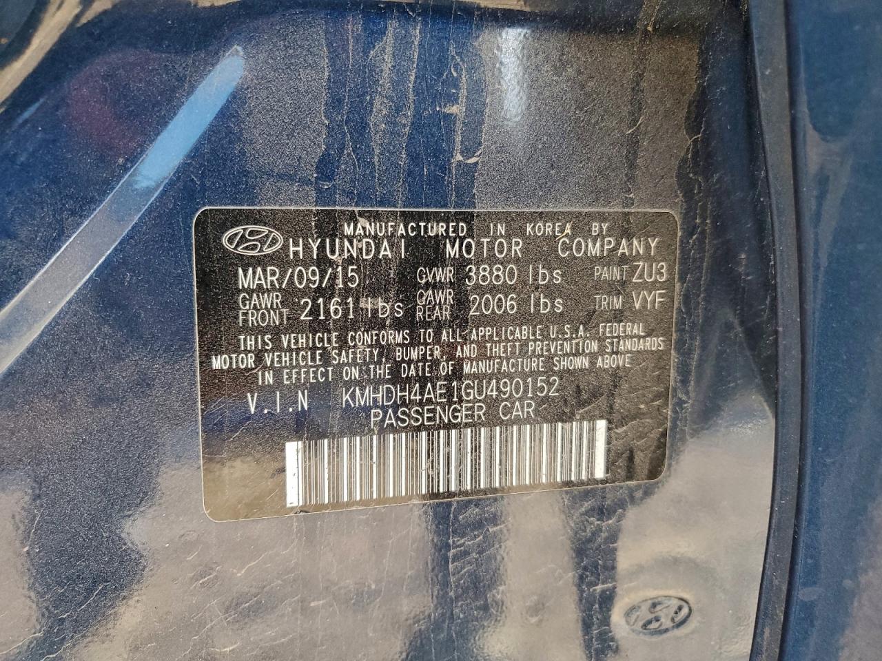 2016 HYUNDAI ELANTRA SE photo 23