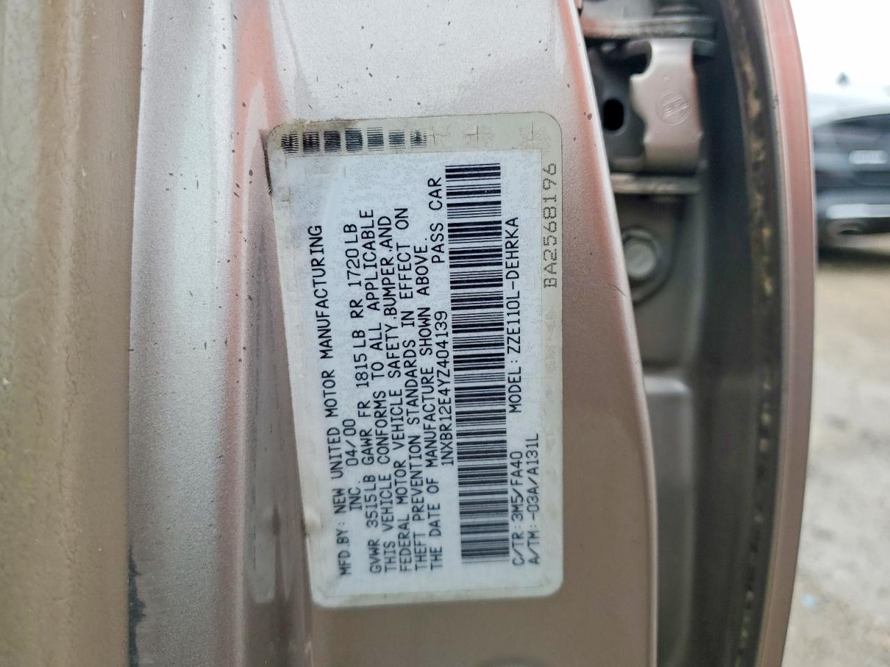 2000 TOYOTA COROLLA VE photo 23