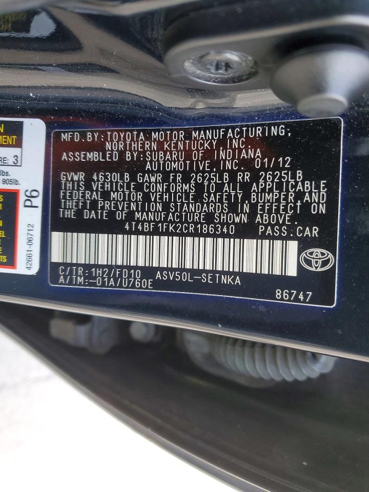 2012 TOYOTA CAMRY BASE photo 13