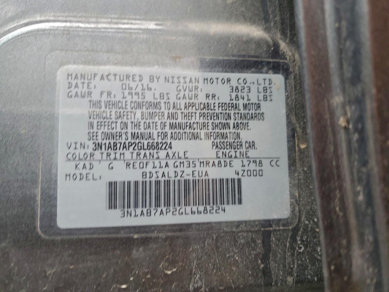 2016 NISSAN SENTRA S photo 12