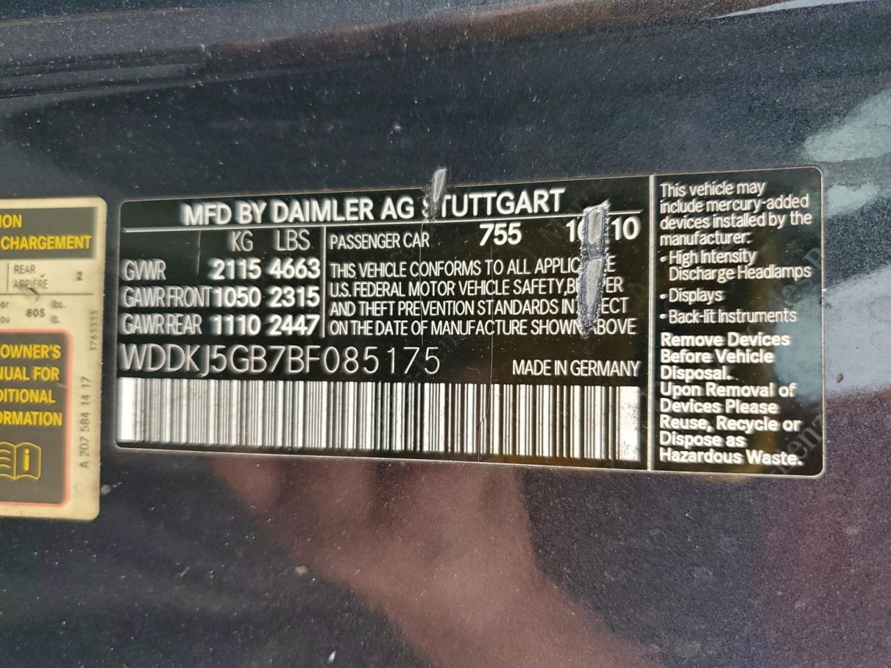 2011 MERCEDES-BENZ E 350 photo 12