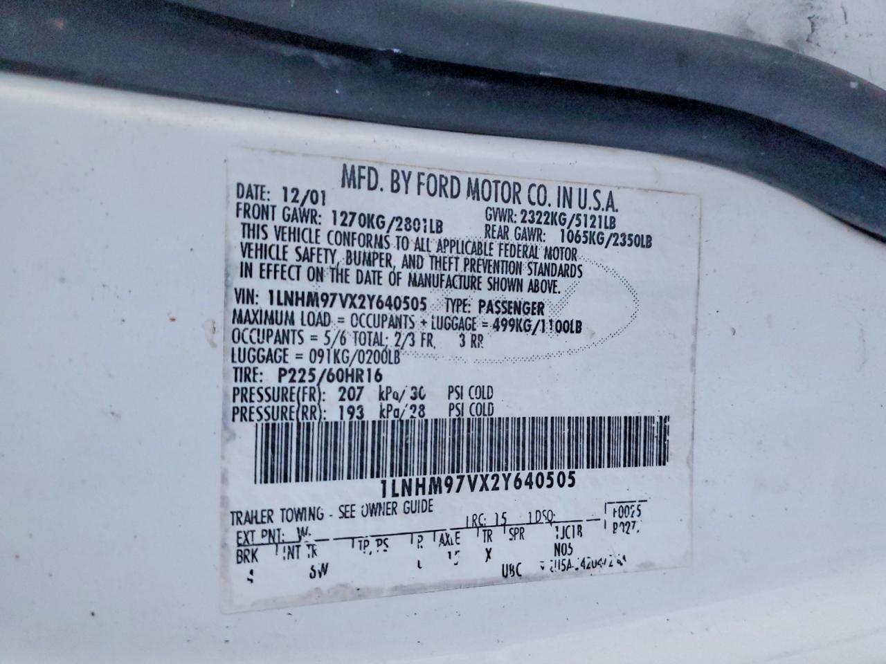 2002 LINCOLN CONTINENTAL photo 23