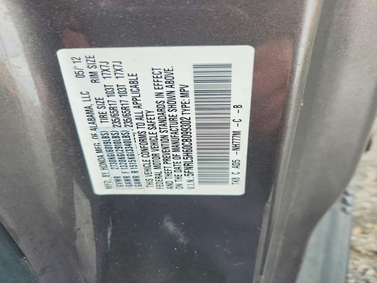 2012 HONDA ODYSSEY EXL photo 27
