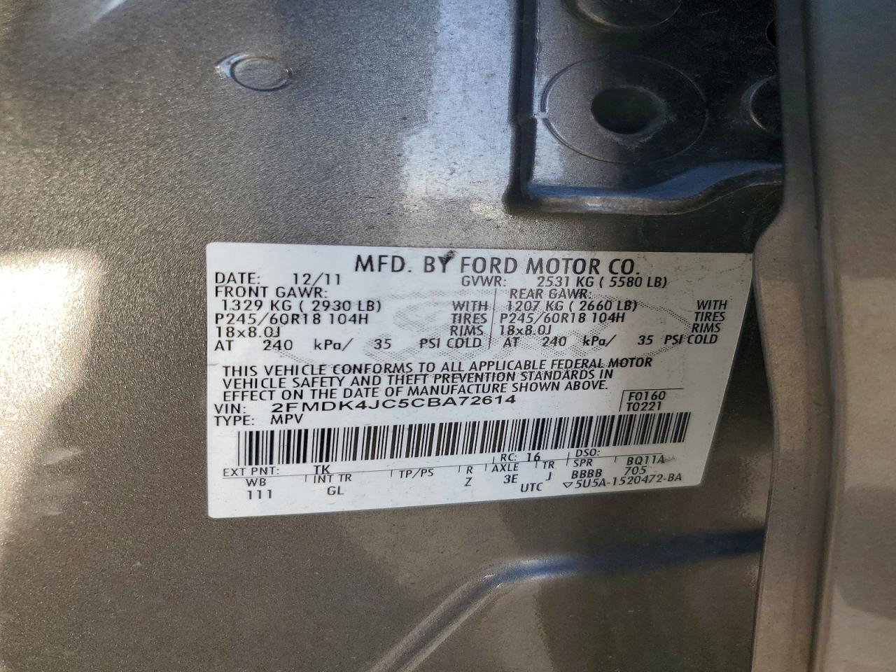 2012 FORD EDGE SEL photo 14