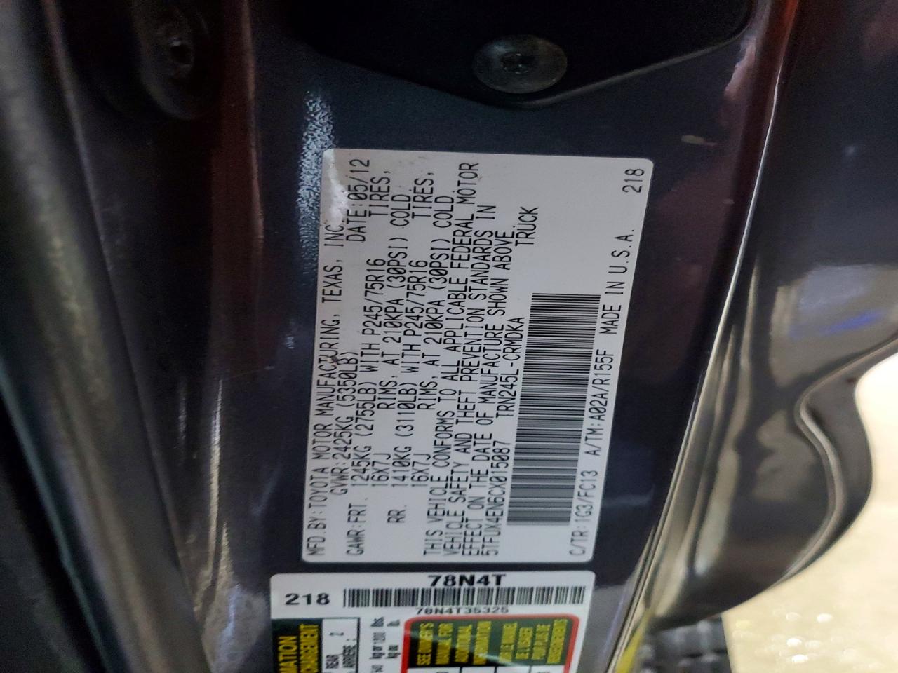 2012 TOYOTA TACOMA ACCESS CAB photo 12