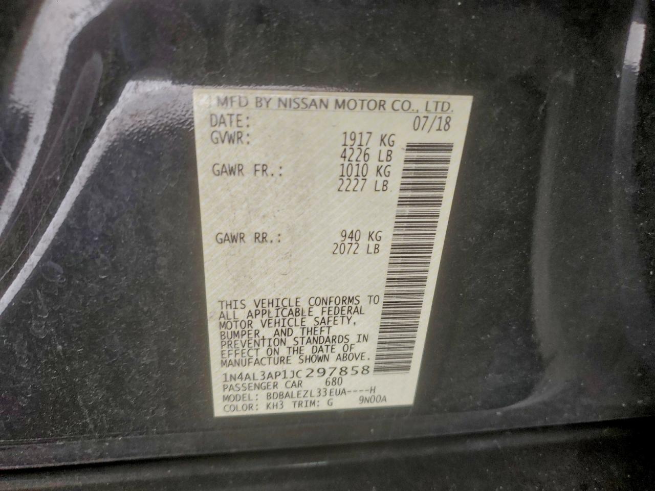 2018 NISSAN ALTIMA 2.5 photo 12