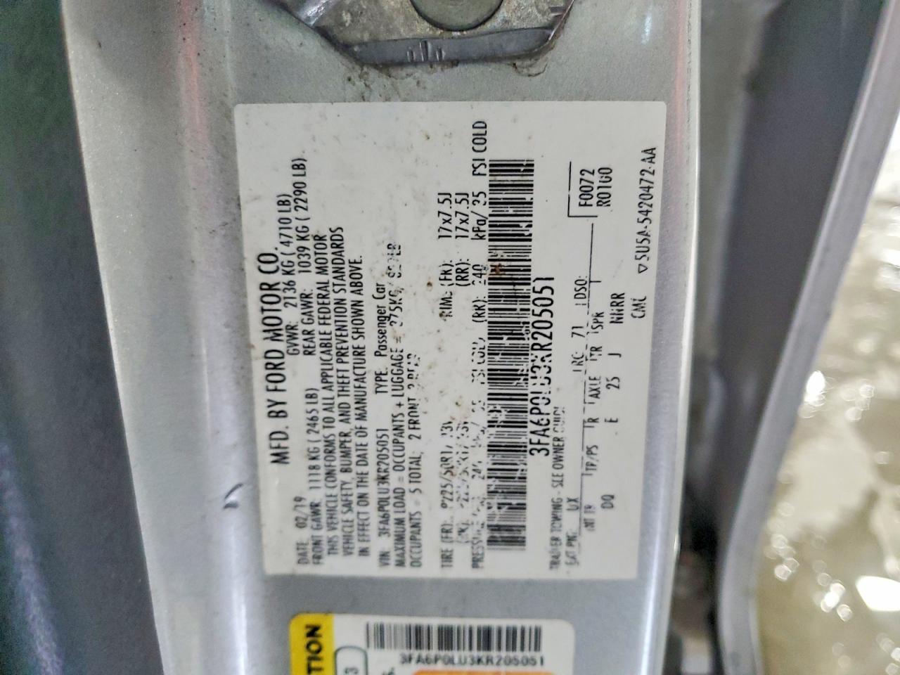 2019 FORD FUSION SE photo 23