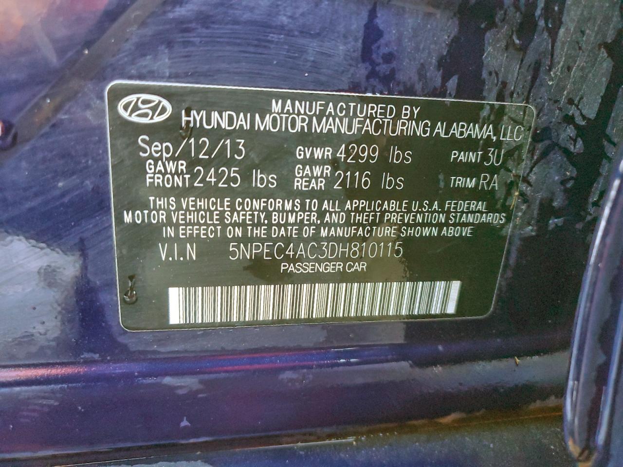 2013 HYUNDAI SONATA SE photo 12