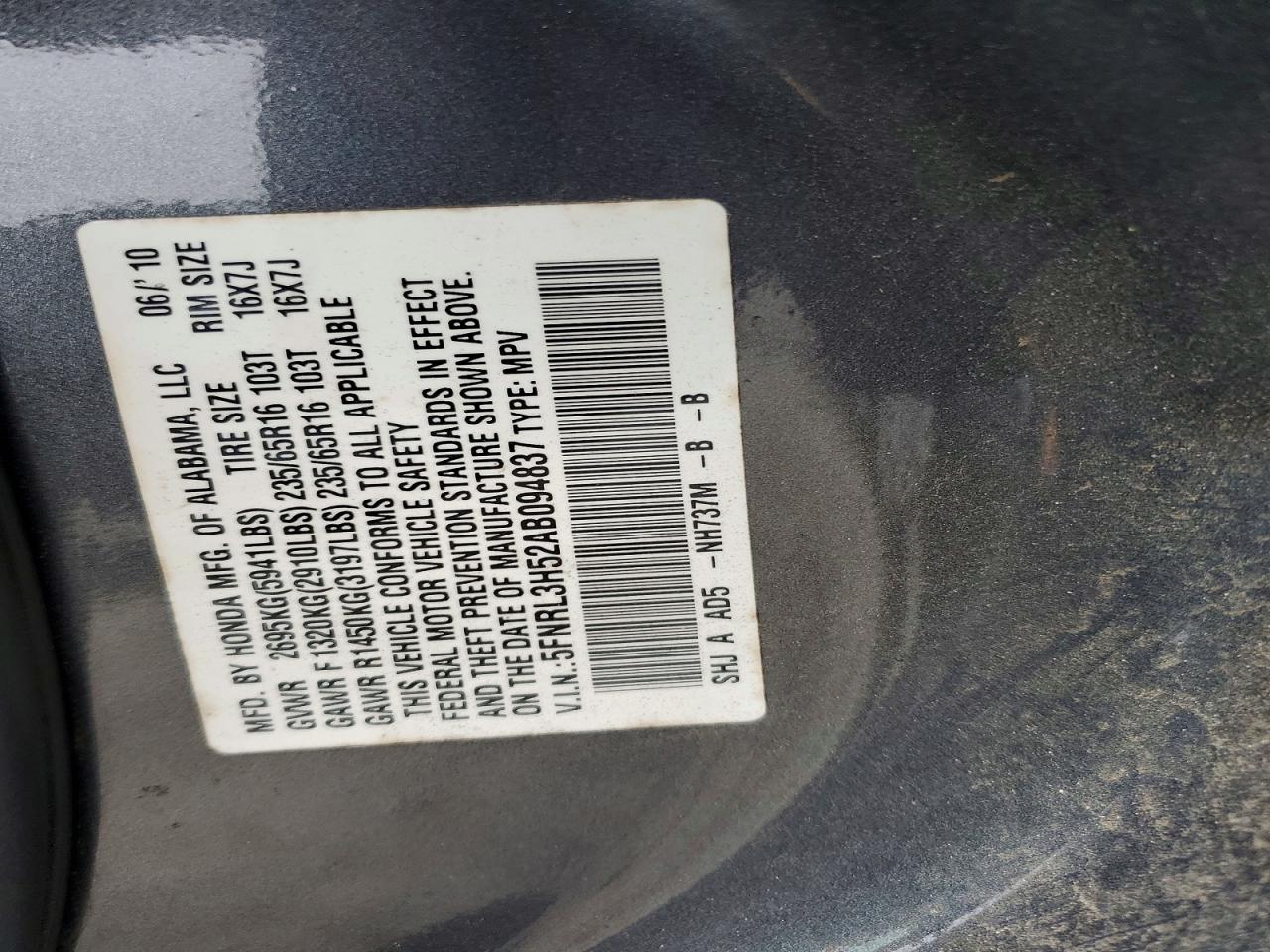 2010 HONDA ODYSSEY EX photo 25