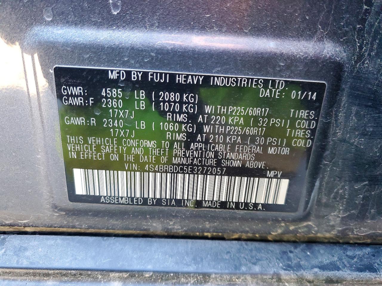 2014 SUBARU OUTBACK 2.5I PREMIUM photo 25
