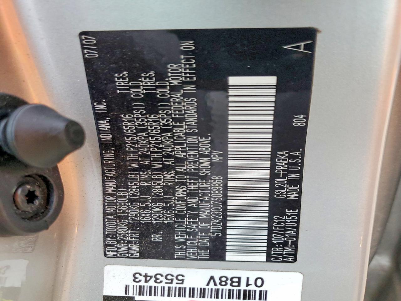 2007 TOYOTA SIENNA CE photo 25