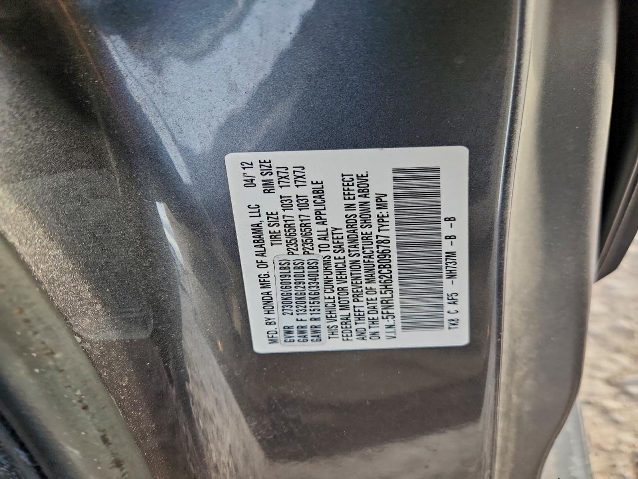 2012 HONDA ODYSSEY EXL photo 25