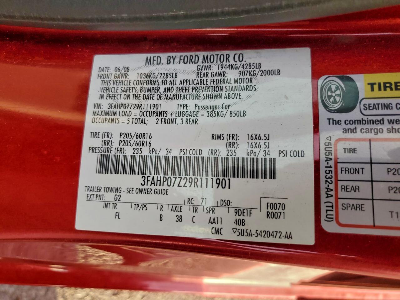 2009 FORD FUSION SE photo 25