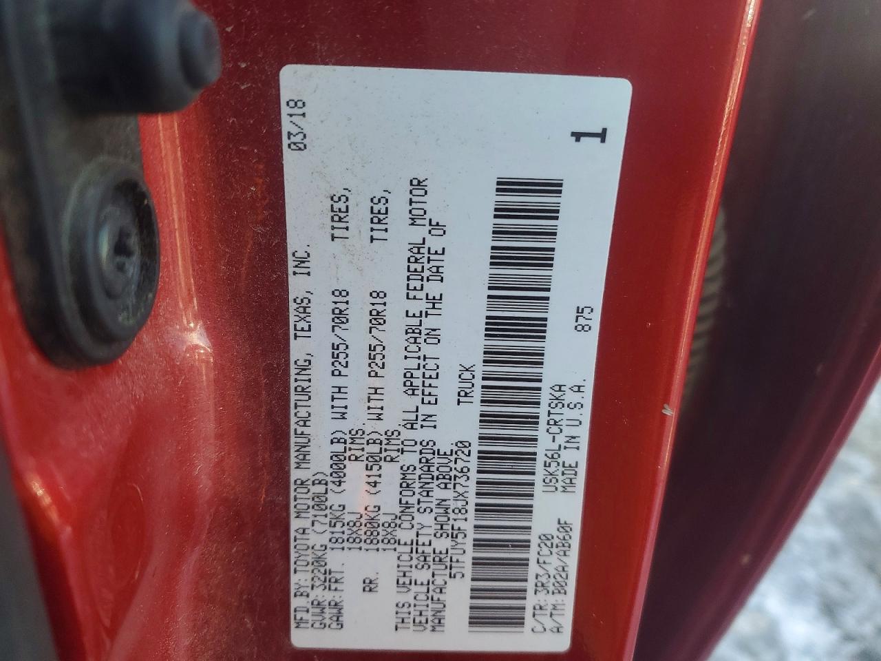 2018 TOYOTA TUNDRA DOUBLE CAB SR photo 12