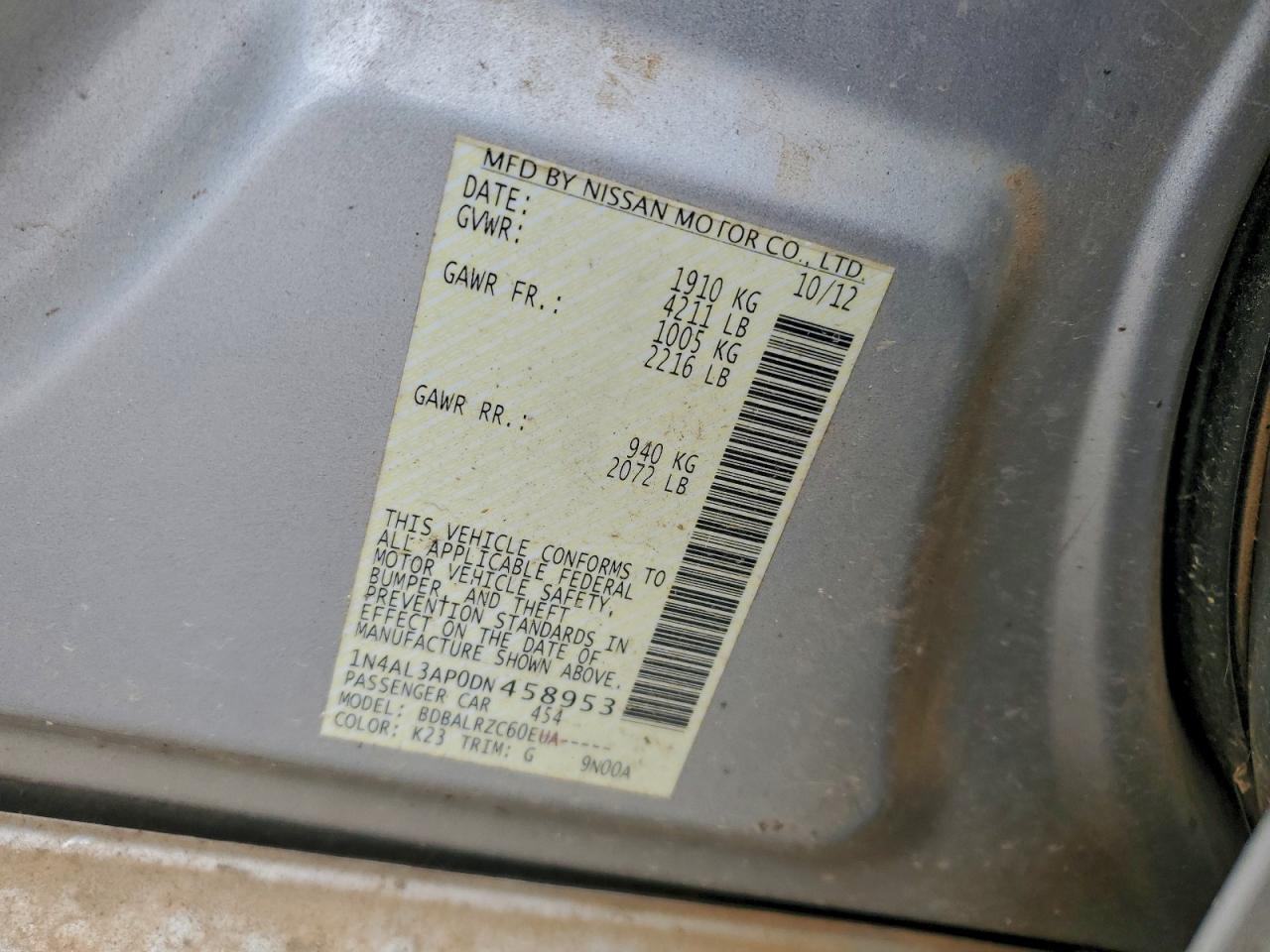2013 NISSAN ALTIMA 2.5 photo 12