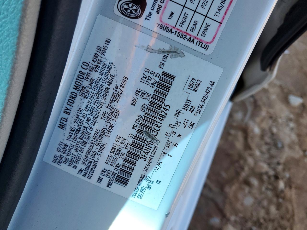 2012 FORD FUSION SE photo 23