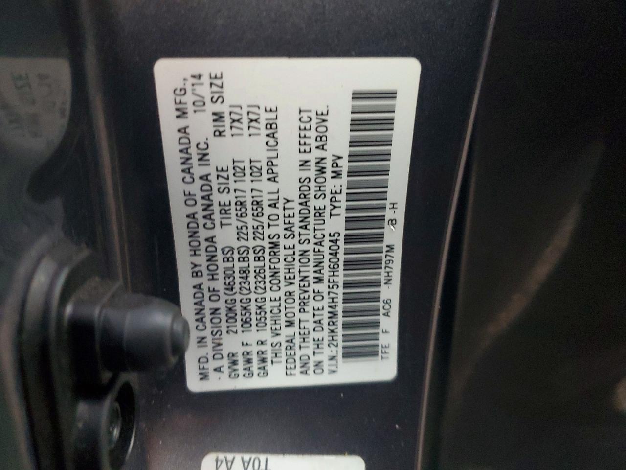 2015 HONDA CR-V EXL photo 40