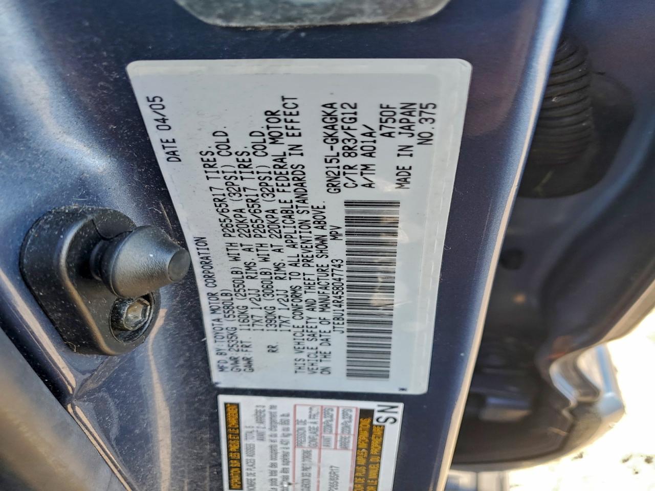 2005 TOYOTA 4RUNNER photo 25