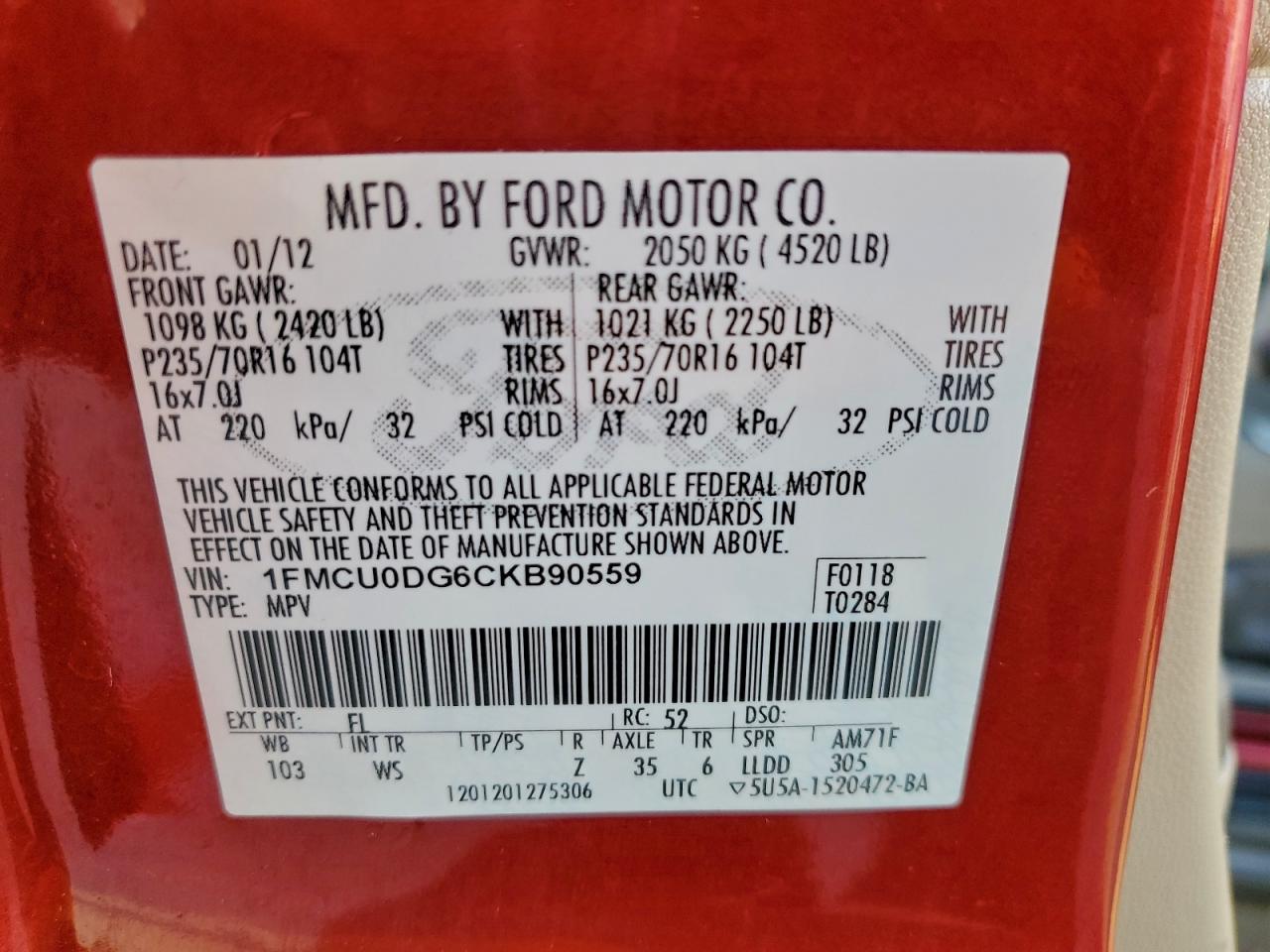2012 FORD ESCAPE XLT photo 13