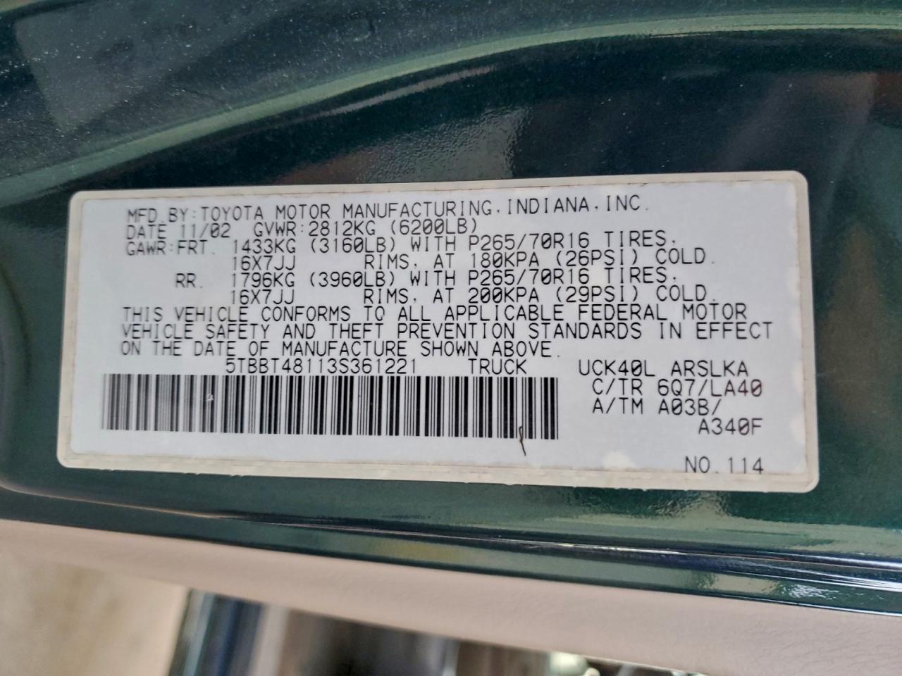 2003 TOYOTA TUNDRA ACCESS CAB LIMITED photo 12