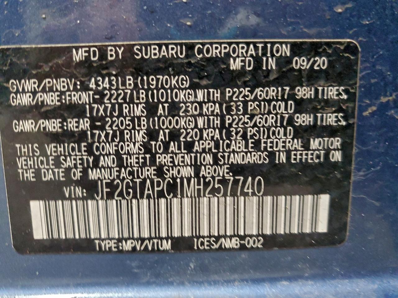 2021 SUBARU CROSSTREK PREMIUM photo 23