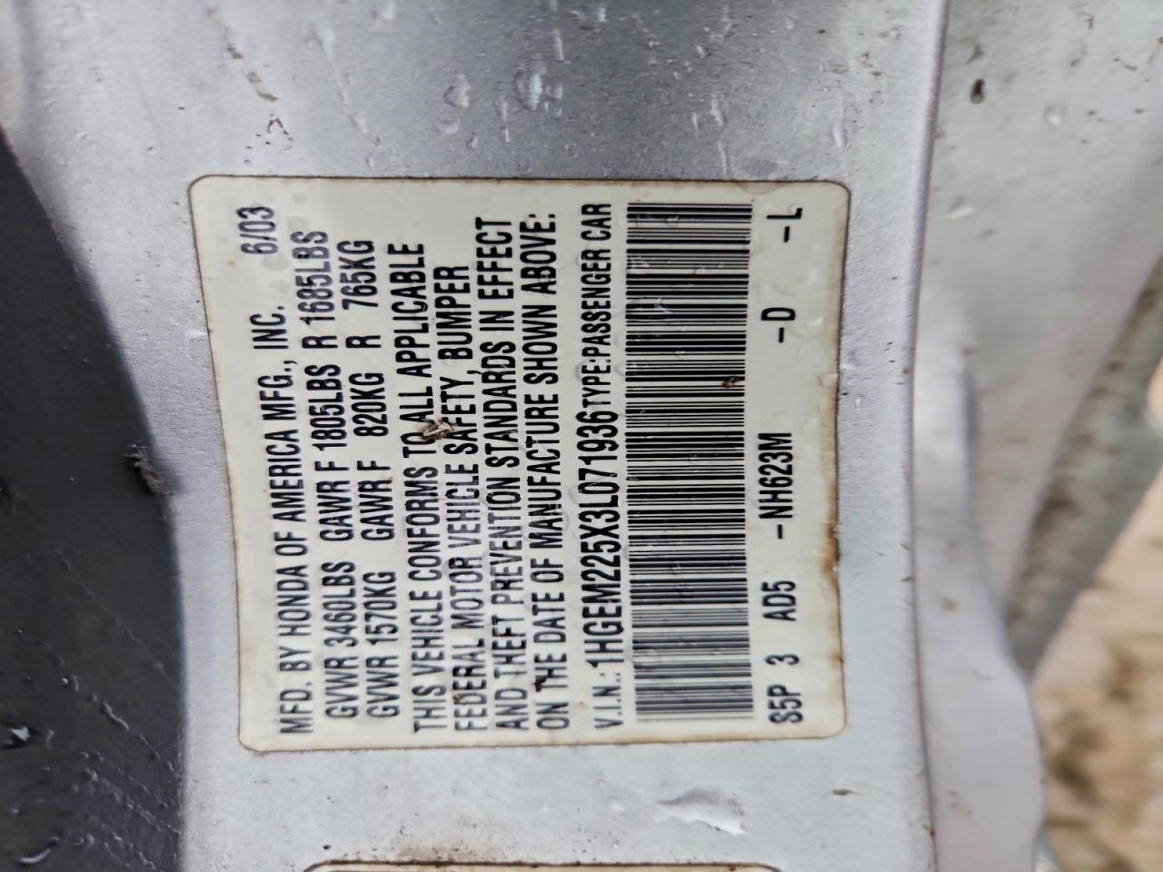 2003 HONDA CIVIC LX photo 23