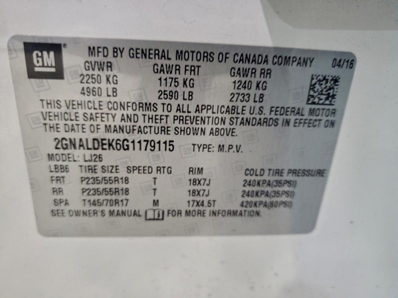 2016 CHEVROLET EQUINOX LTZ photo 25