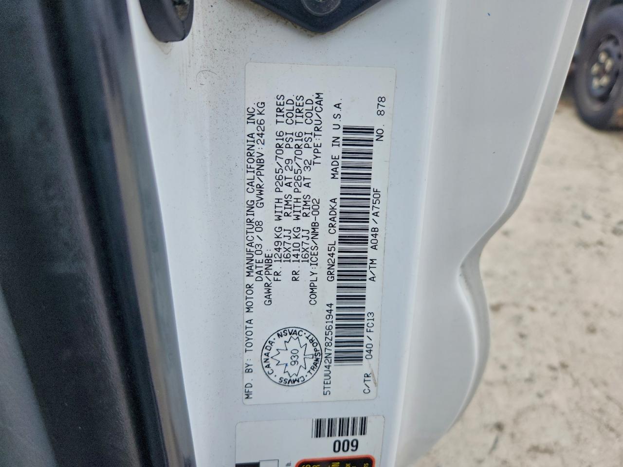 2008 TOYOTA TACOMA ACCESS CAB photo 23