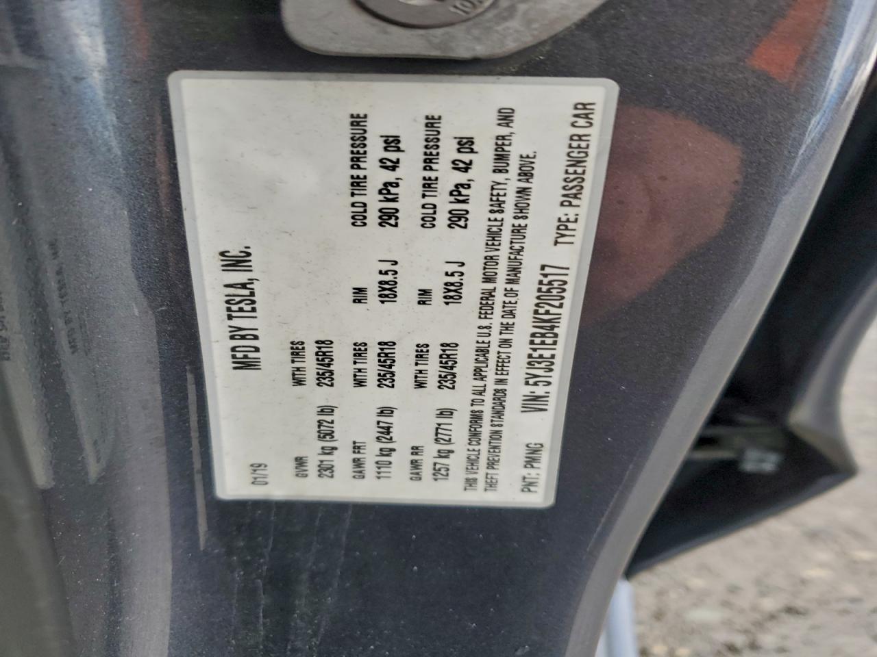 2019 TESLA MODEL 3 photo 23