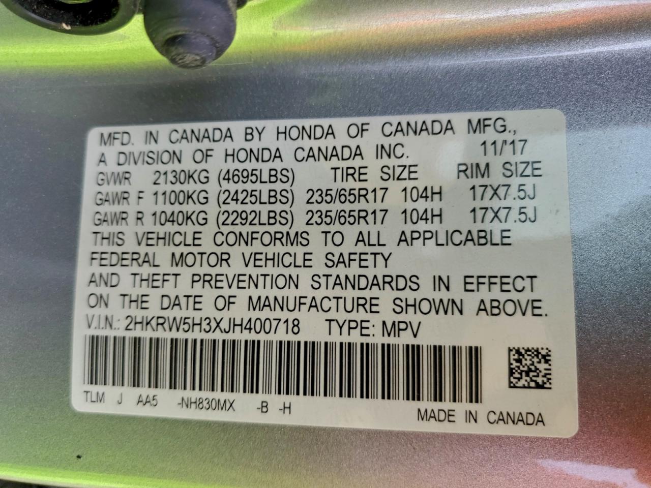 2018 HONDA CR-V LX photo 25