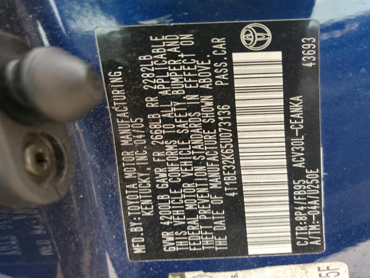2005 TOYOTA CAMRY LE photo 25