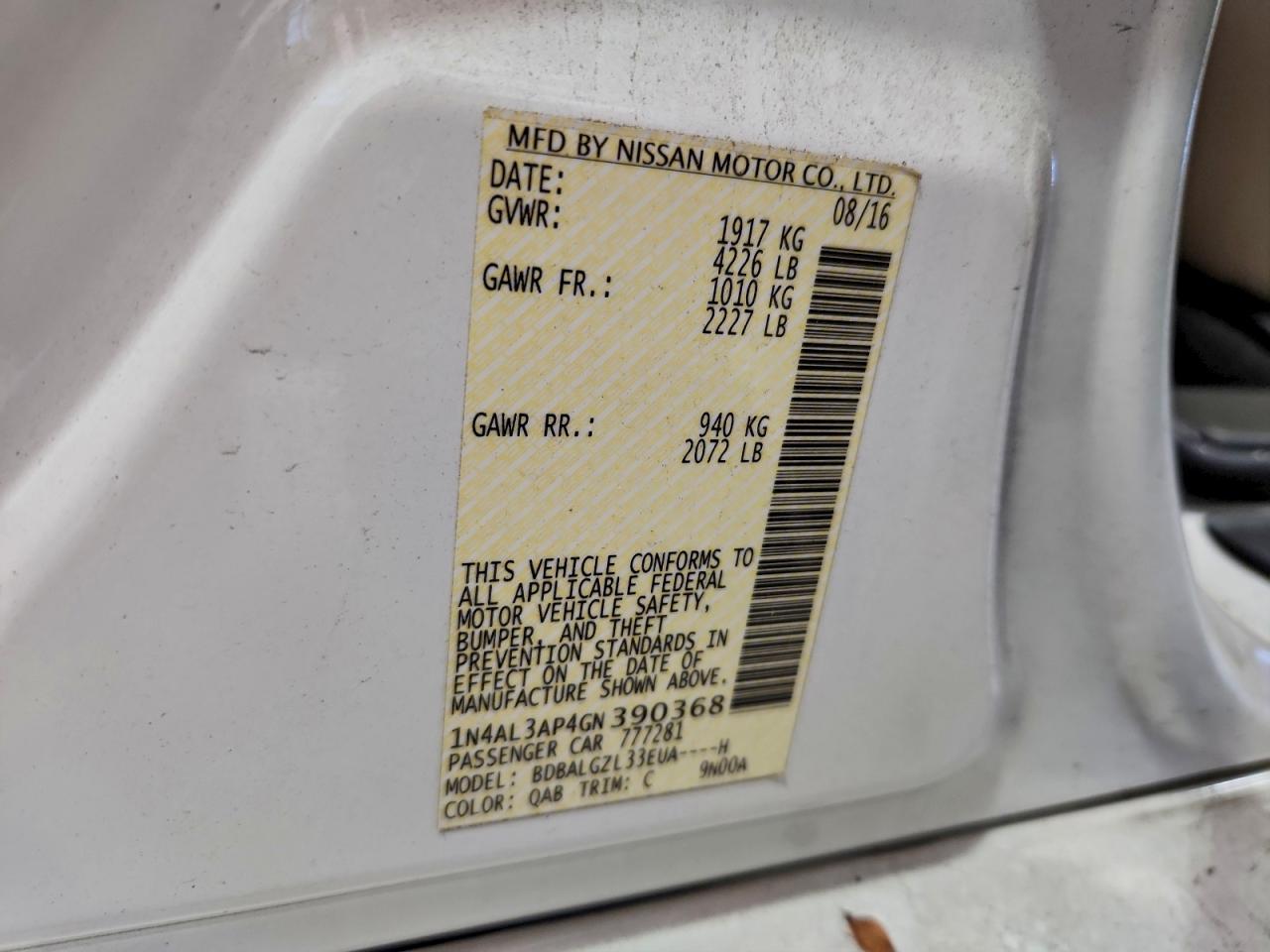 2016 NISSAN ALTIMA 2.5 photo 12