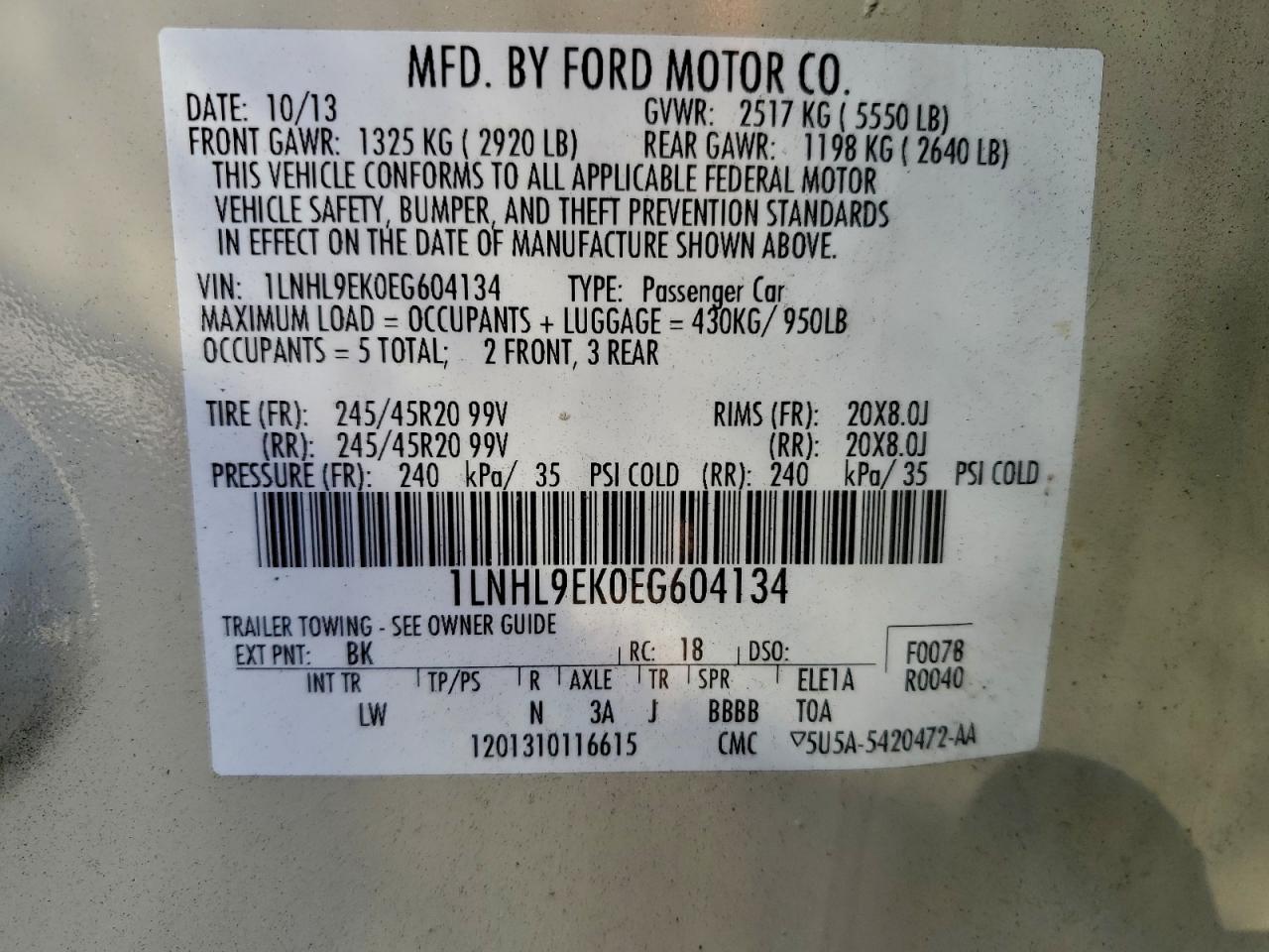 2014 LINCOLN MKS photo 23