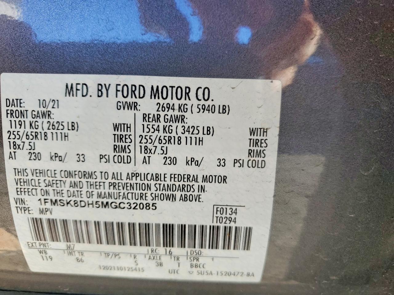 2021 FORD EXPLORER XLT photo 13