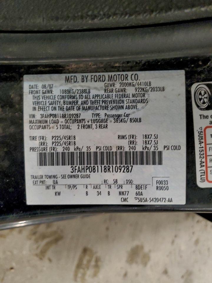 2008 FORD FUSION SEL photo 12
