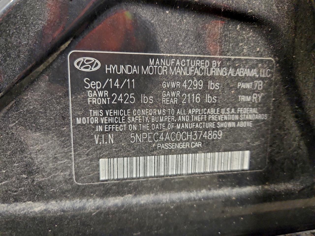 2012 HYUNDAI SONATA SE photo 12