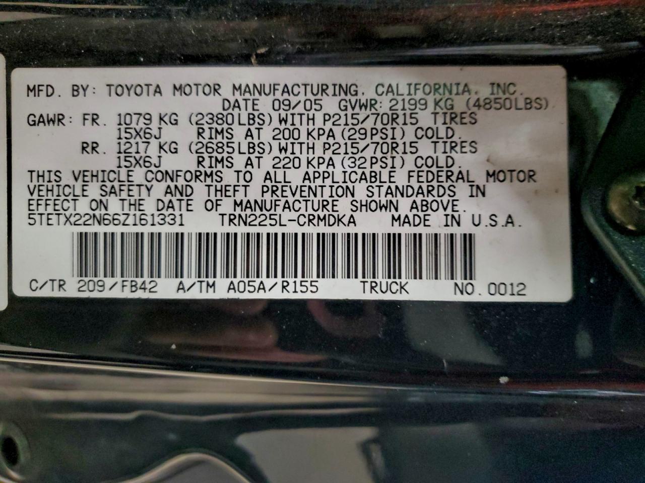 2006 TOYOTA TACOMA ACCESS CAB photo 23
