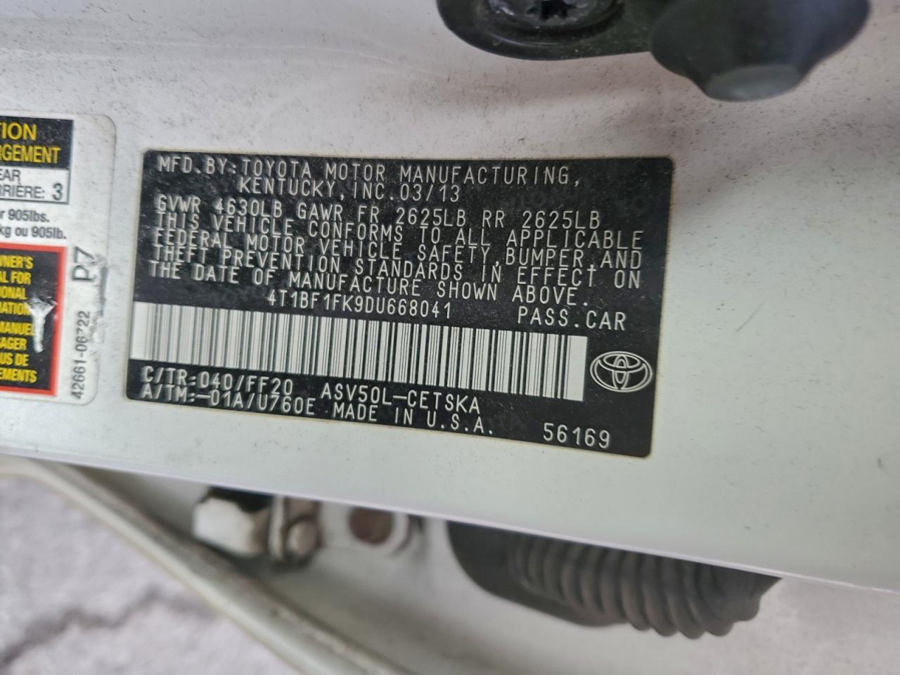 2013 TOYOTA CAMRY L photo 34