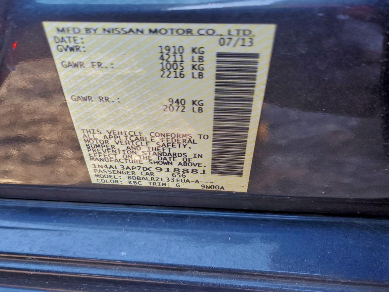 2013 NISSAN ALTIMA 2.5 photo 12