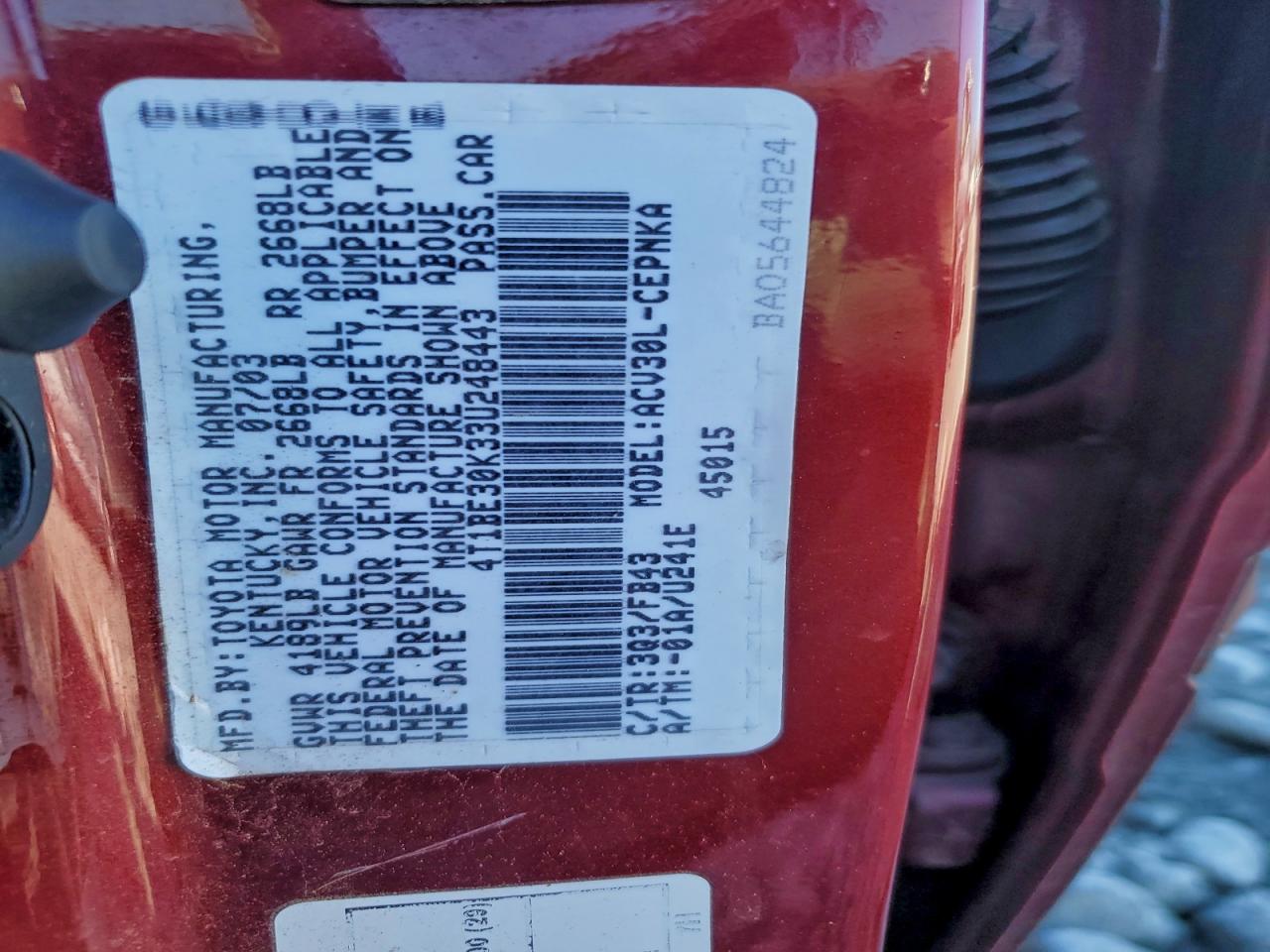 2003 TOYOTA CAMRY LE photo 23